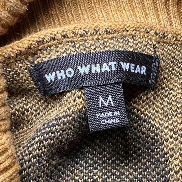 Who What Wear Tan Mocha Polka Cowl Neck Balloon Sleeve Sweater Midi Dress M - Picture 11 of 12